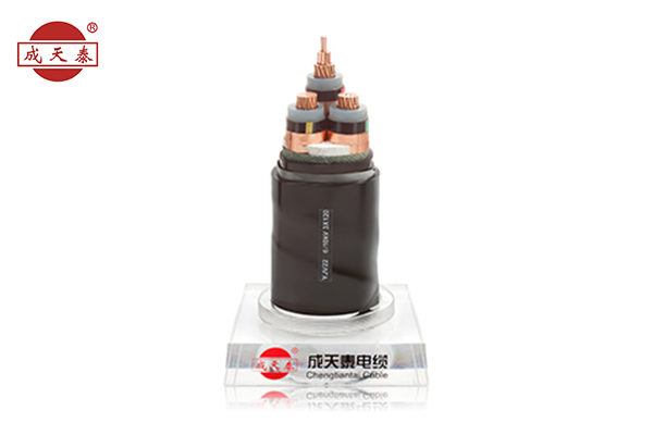 銅芯，交聯(lián)聚乙烯絕緣，鋼帶鎧裝聚乙烯護套電力電纜 YJV22 6/10kV 3芯